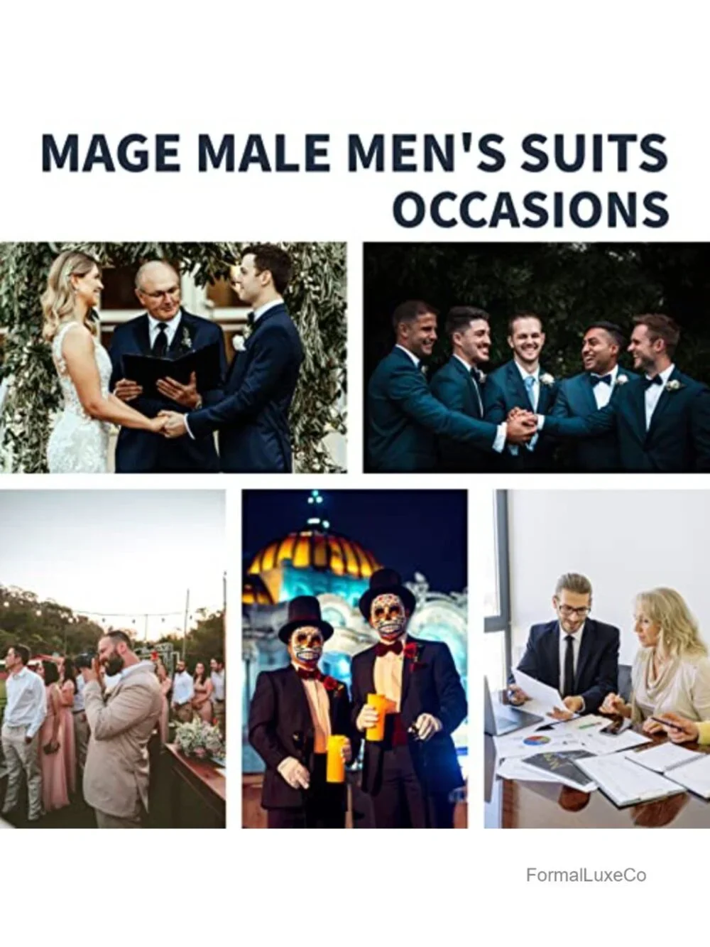 Men's 2-Piece Slim Fit Tuxedo Suit Set Notch Lapel Formal Wedding Party